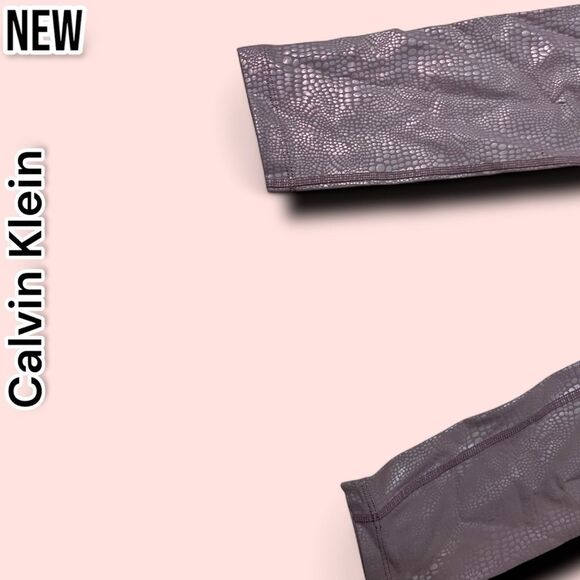 New Calvin Klein Womens Performance Metallic-Print High-Waist 7/8 Length Legging - Picture 3 of 7